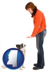 mississippi a woman training a pet dog